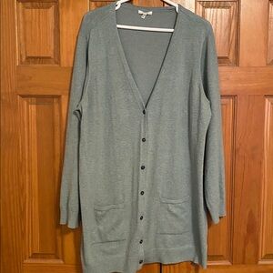 Maurices XXL Light Teal Button Down Long Cardigan